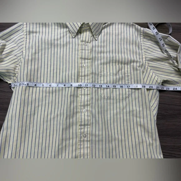 L.L. Bean Yellow and Blue Striped Button Down Shirt Size 16.5 - 32 - Picture 4 of 6